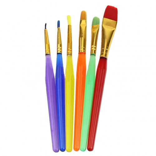 MIN - 6 Colorful Nylon Child Paint Brushes Nail Brush