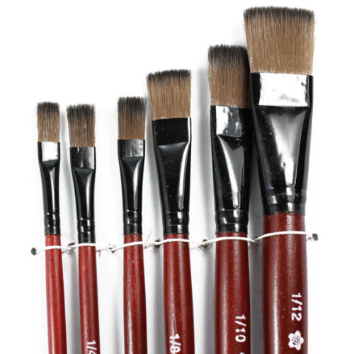 MIN - 6 Pcs Set Nylon Acrylic Oil Paint Brushes