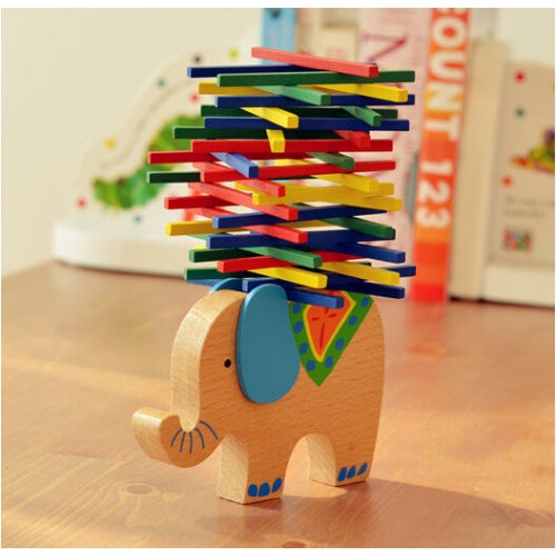 UTOYS - Baby Wood Building Balance Game Stick Elephant