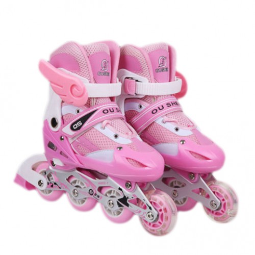 BAUER - Child Skate Shoes Adjustable Inline Roller Quad Skates Pink