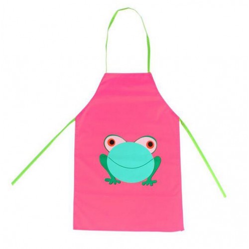 NEW BRAND - Children Waterproof Apron Cartoon Frog Pink