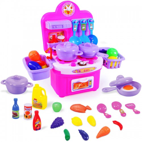 MINIDREAMWORLD - Plastic Play House Kitchen Toy Children S Cooking Set For 3+