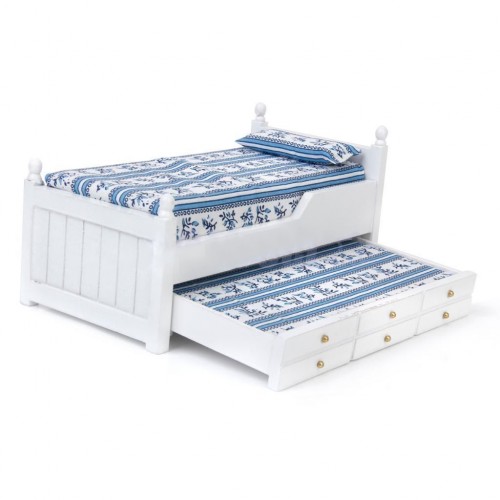 MINIDREAMWORLD - Miniature White Wooden Bed Trundle Mattress