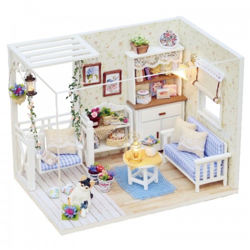 MINIDREAMWORLD - Dollhouse Miniature Diy Kit With Cover Wood Toy