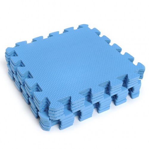 UTOYS - 9 Pcs Imitation Wood Foam Exercise Floor Wood Color- 9x Floor Mats Eva Foam Tile Kid Play Puzzle Blue