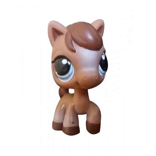 2" Littlest Pet Shop Toys Light Brown Horse puppy with blue eyes 