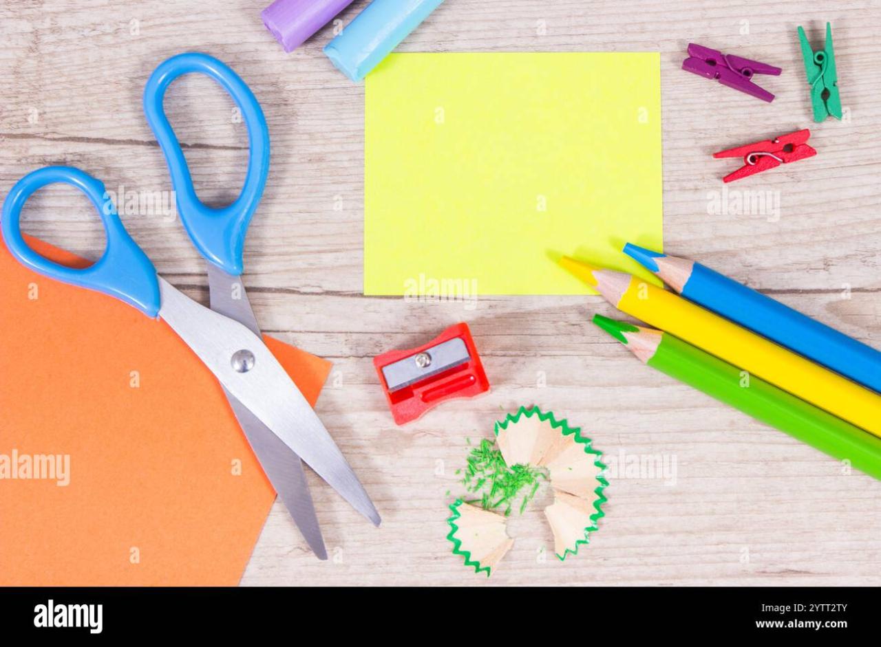 Different stationery accessories used for learning at school or ... Different stationery accessories used for learning at school or ...